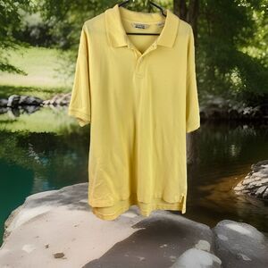 Vintage Jos A Bank Mens Yellow Polo XL 100% Cotton Made In Canada